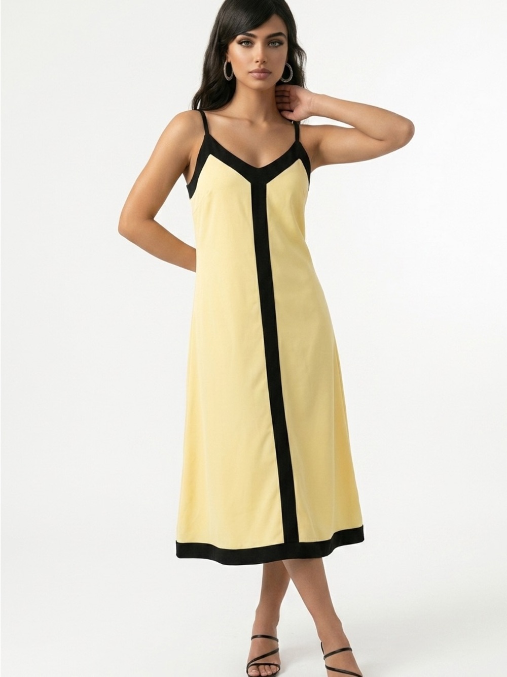 Women's Cream and Black Dress